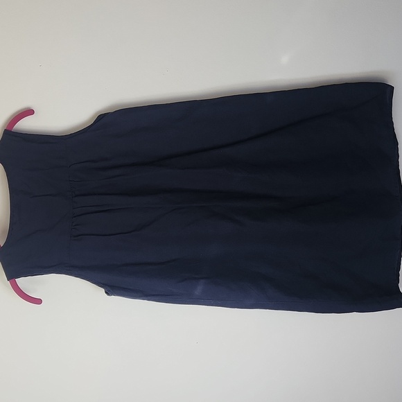 J Crew Navy Blue LINEN Blend Tank Shift Dress Floral Embroidered Womens XS - Picture 8 of 9